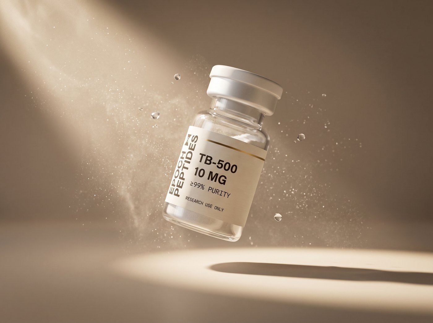 Floating TB-500 research peptide vial